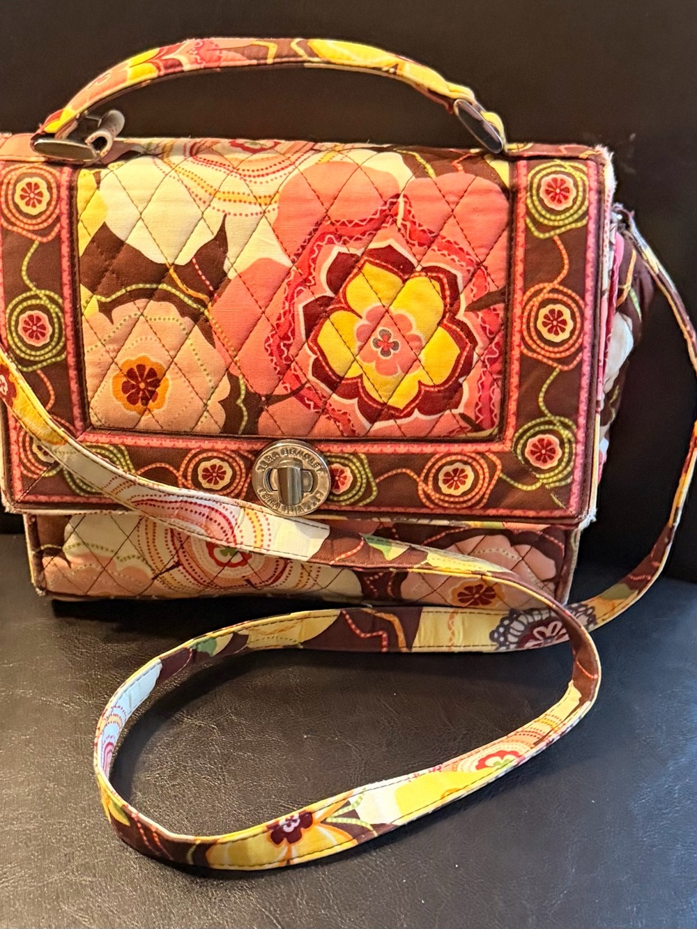 Retired “Julia” Vera Bradley Buttercup Quilted Floral Crossbody Satchel